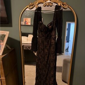 House of CB Black Long Sleeve Lace Dress